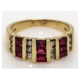 14kt Gold Baguette Ruby & Diamond Estate Ring