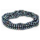 Genuine 96" Tahitian Black Pearl Necklace