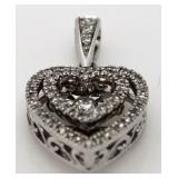 10kt Gold Double Halo Diamond Heart Pendant