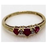 10kt Gold Genuine Ruby & Diamond Anniversary Ring