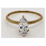 10kt Gold Marquise 1.00 ct White Topaz Solitaire