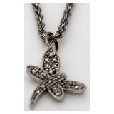 10kt White Gold Diamond Accent Butterfly Necklace