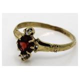 14kt Gold Vintage Garnet & Diamond Ring