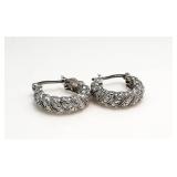 Genuine Diamond Accent Hoop Earrings