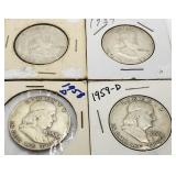 (4) Franklin Silver Halves