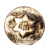 1852 Silver 3 Cent Piece