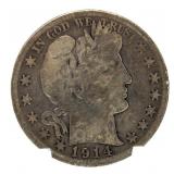 1914-S Barber Silver Half Dollar