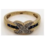 10kt Gold Channel Set Sapphire & Diamond Ring