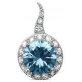 Round 4.00 ct Aquamarine Designer Pendant