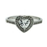 Beautiful White Topaz Heart Solitaire Ring