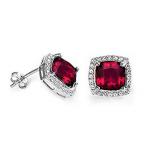 Cushion Cut 4.00 ct Ruby Designer Earrings