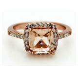 Cushion Cut 3.25 ct Morganite Designer Ring