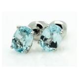 Genuine 2.00 ct Blue Topaz Solitaire Earrings