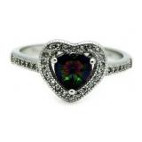 Beautiful Mystic Topaz Heart Solitaire Ring