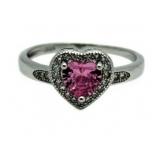 Beautiful Pink Sapphire Heart Solitaire Ring