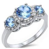 Blue Topaz 2.00 ct Past Present Future Ring