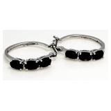 Genuine 2.10 ct Sapphire Hoop Earrings