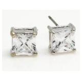 Princess Cut 3.00 ct White Topaz Earrings