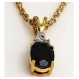 Genuine Pear Cut Onyx & Diamond Pendant