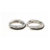 Genuine Black & White Diamond Hoop Earrings