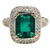 14kt Gold 4.27 ct Emerald & Diamond Ring