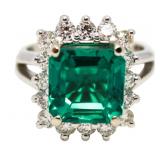 14kt Gold 6.21 ct Emerald & Diamond Ring