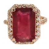 14kt Rose Gold 10.72 ct Ruby & Diamond Ring