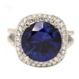 14kt Gold 8.64 ct Sapphire & Diamond Ring