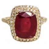 14kt Gold 7.40 ct Ruby & Diamond Ring