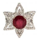 14kt Gold Round 5.30 ct Ruby & Diamond Ring