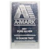 A-Mark .99 Pure Silver 10 Ounce Bar