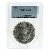 1887 MS64 Morgan Silver Dollar