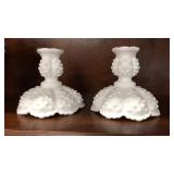 Fenton Hobnail Candle Holders