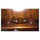 Fostoria Amber Coin Glass - 3 pc Set