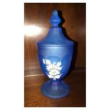 Frosted Mid Century Blue Candy Dish