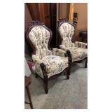 Vintage Rose Carved Parlor Chairs