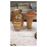 (2) Carnival Glass & Fire King Vase