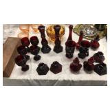 18 pc Pigeon Blood Ruby Glassware