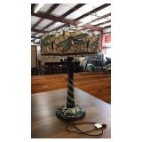 Massive Tiffany Style Dragon Fly Stain Glass Lamp