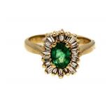 14kt Gold Genuine Emerald & Diamond Ring