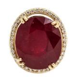14kt Gold Oval 12.79 ct Ruby & Diamond Ring