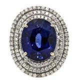 14kt Gold 18.45 ct Sapphire & Diamond Ring