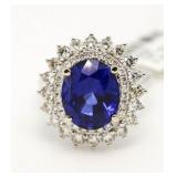 14kt Gold Oval 7.41 ct Sapphire & Diamond Ring