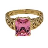 14kt Gold Radiant Cut Pink Sapphire Ring