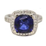 14kt Gold 7.12 ct Sapphire & Diamond Ring