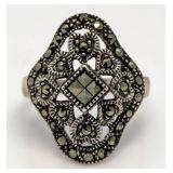 Quality Black Macrasite Vintage Style Ring