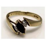 10kt Gold Genuine Sapphire & Diamond Ring