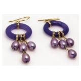 14kt Gold Lavender Jade Designer Earrings