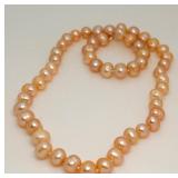 Genuine 18" Peach Freshwater Pearl Necklace