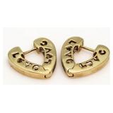 10kt Gold Diamond Heart "Love" Earrings